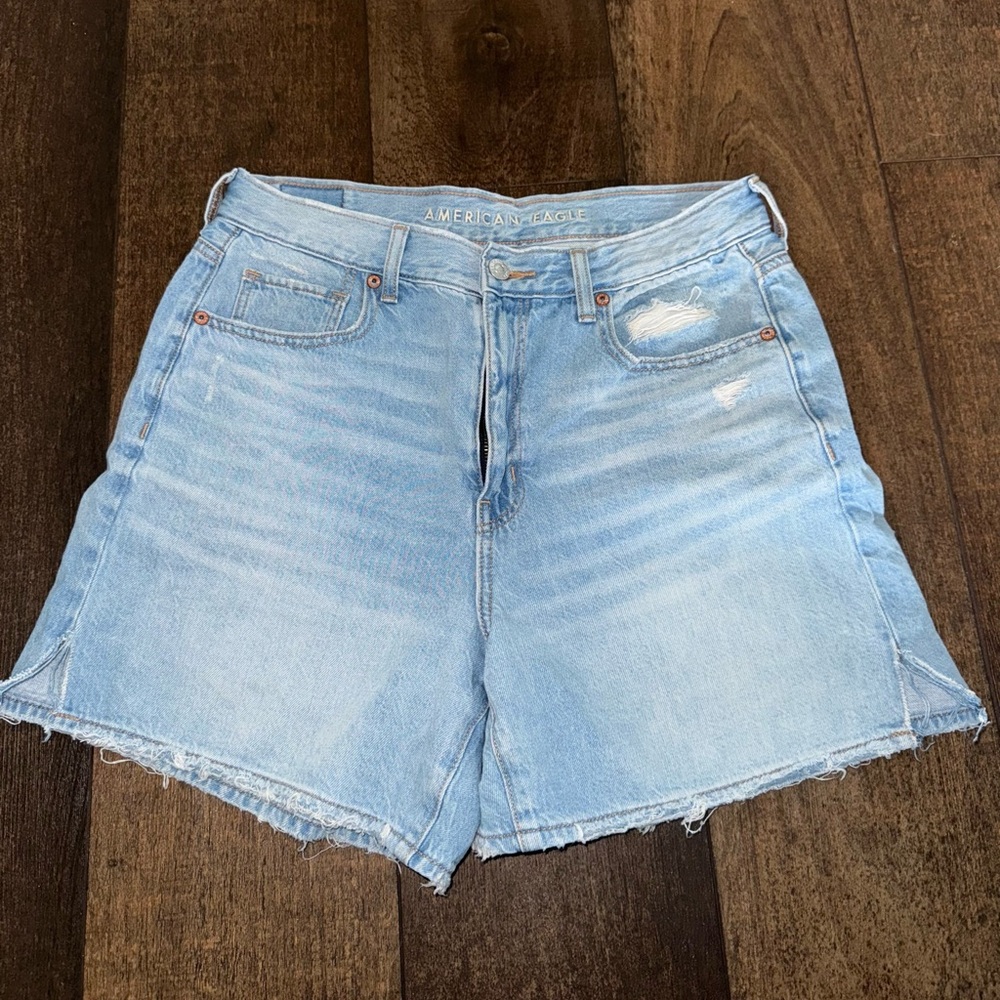 American Eagle Outfitters Blue Jean Shorts Distressed High-Waisted